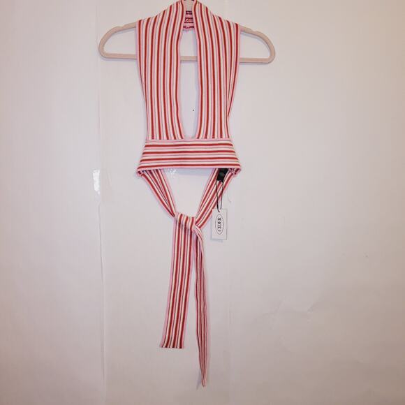 New Cider womens pink and red striped tie back halter top size XXL - Picture 5 of 9